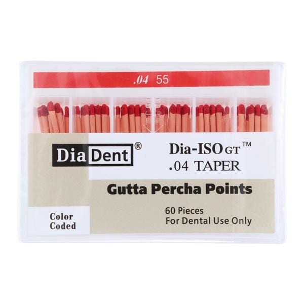 Dia-ISOGT Hand Rolled Gutta Percha Points Size 55 Red 60/Bx