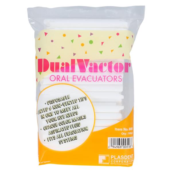 Dualvactor HVE Tips Vented / Nonvented White 100/Bg