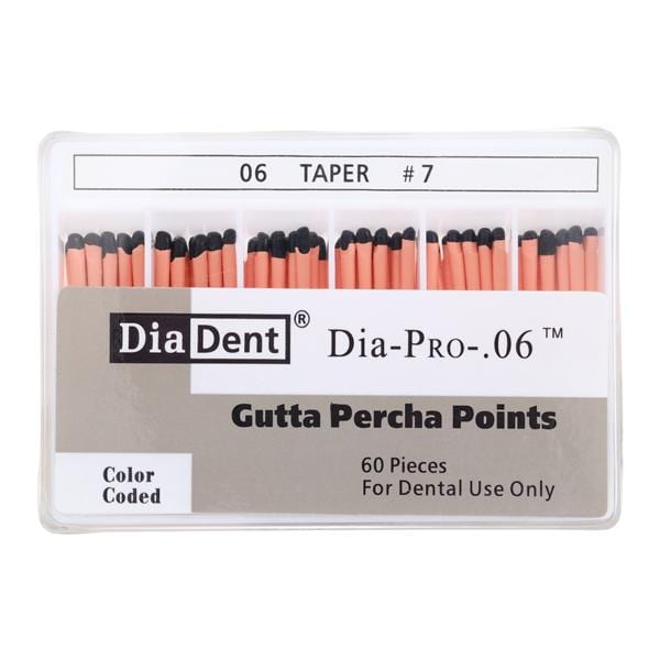 Dia-Pro Hand Rolled Gutta Percha Points Size 7 Black 60/Bx