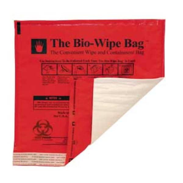 Bio-Wipe Infectious Waste Bag 11-3/4x12" Red/Black Adhesive Closure Plypro 10/Bx