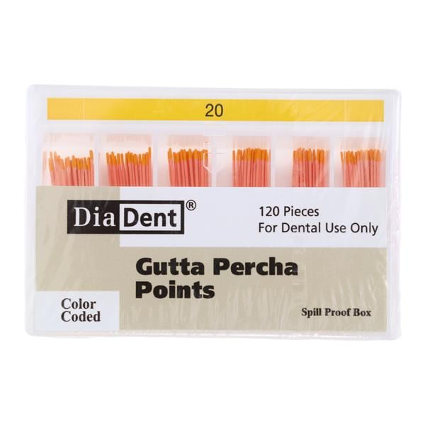Hand Rolled Gutta Percha Points Size 20 Yellow 120/Bx