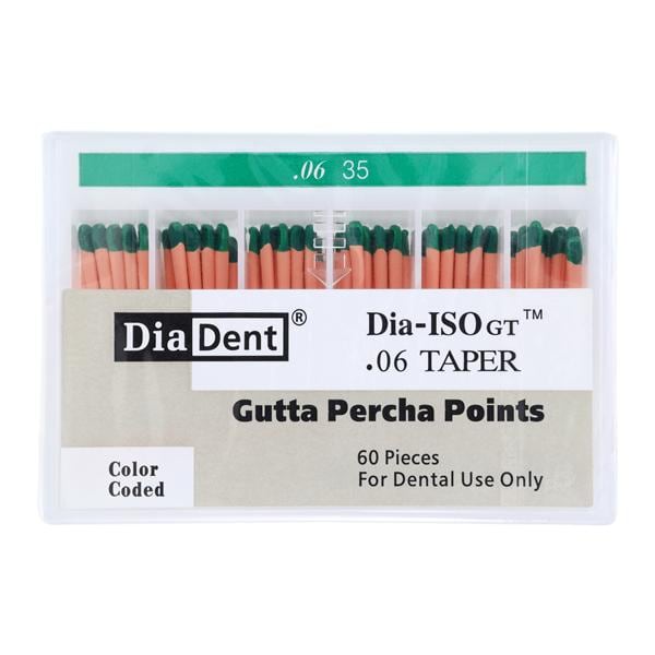 Dia-ISOGT Hand Rolled Gutta Percha Points Size 35 Green 60/Bx
