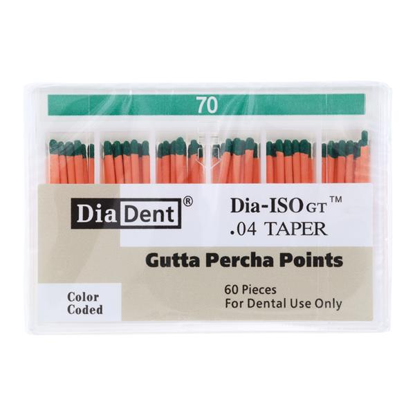 Dia-ISOGT Hand Rolled Gutta Percha Points Size 70 Green 60/Bx