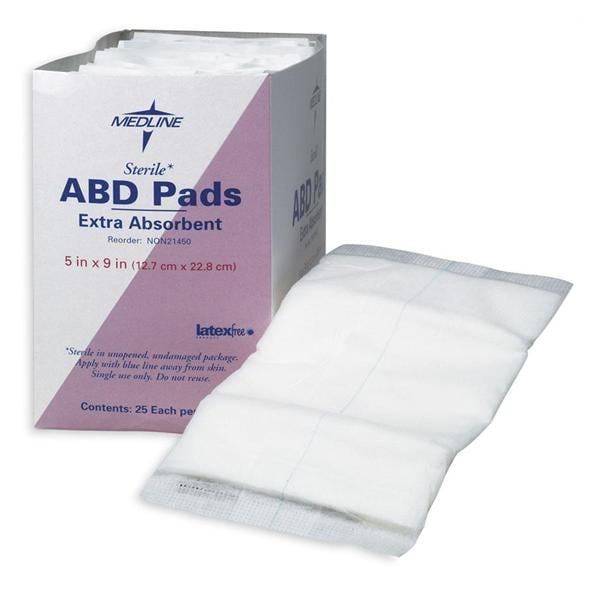 Cellulose ABD Pad 5x9" Sterile Not Made With Natural Rubber Latex, 16 BX/CA