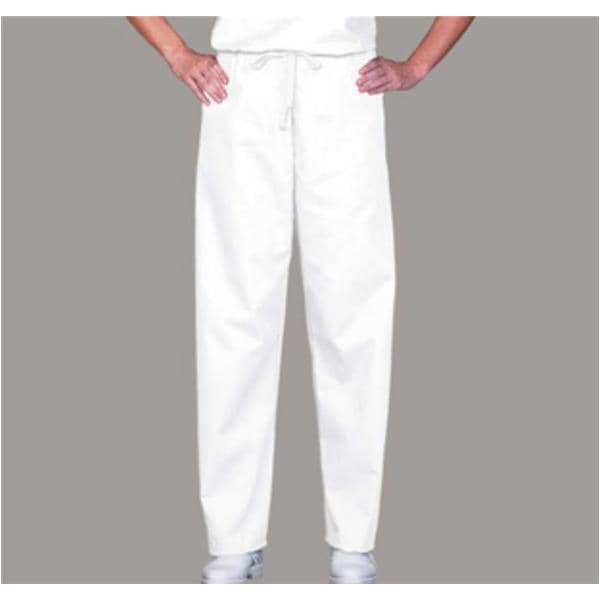Scrub Pant 65% Polyester / 35% Cotton 1 Pocket Medium White Unisex Ea