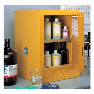 Justrite Cabinet Manual Door/1 Shelf Steel Locking Yellow/Red Ea