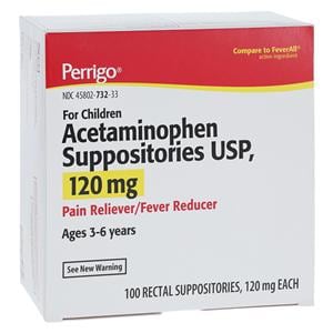 Acetaminophen Pediatric Pain Reliever/Fever Reducer Suppository 120mg 100/Bx