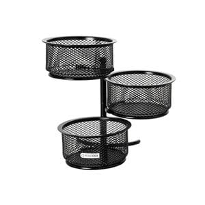 Rolodex Mesh 3-Tier Swivel Paper Clip Dish Black Ea