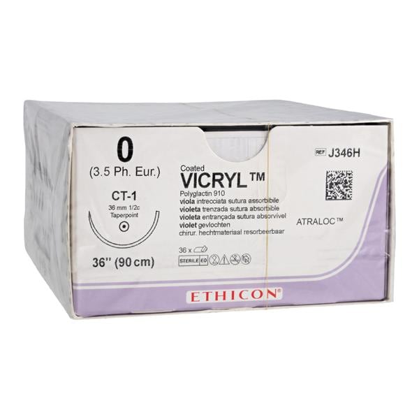 Coated Vicryl Suture 0 36" Polyglactin 910 Braid CT-1 Violet 36/Bx