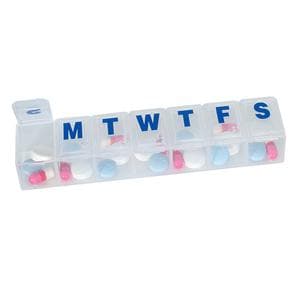 Classic Pill Planner Plastic Weekly/Medium 5x1-1/8x3/4" Translucent 6/Pk