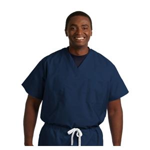 Scrub Shirt 1 Pocket Set-In Short Sleeves Small Navy Unisex Ea