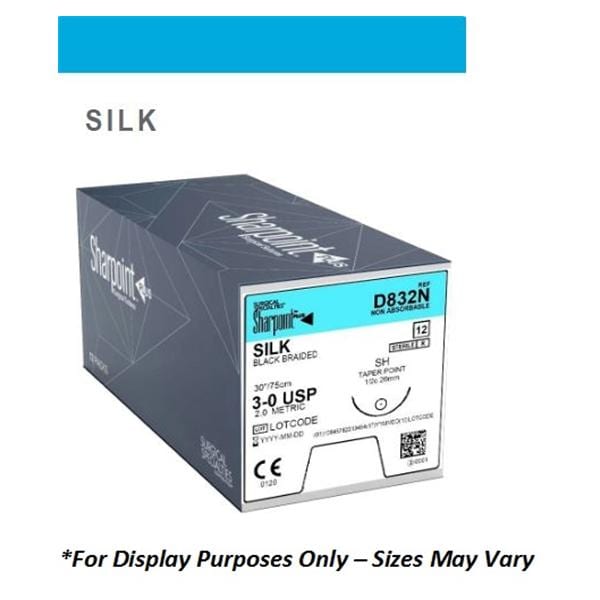 Sharpoint Suture 0 18" Silk Braid C-10 Black 12/Bx