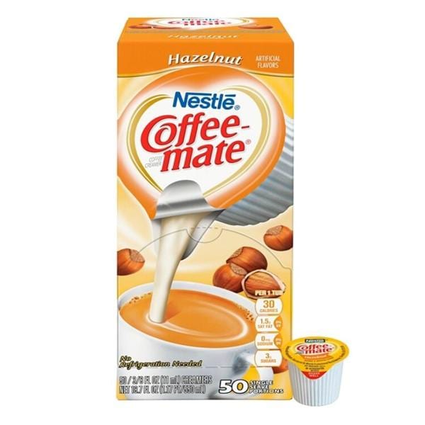 Nestle Coffee-mate Liquid Creamer Singles Hazelnut 0.38 Oz 50/Bx