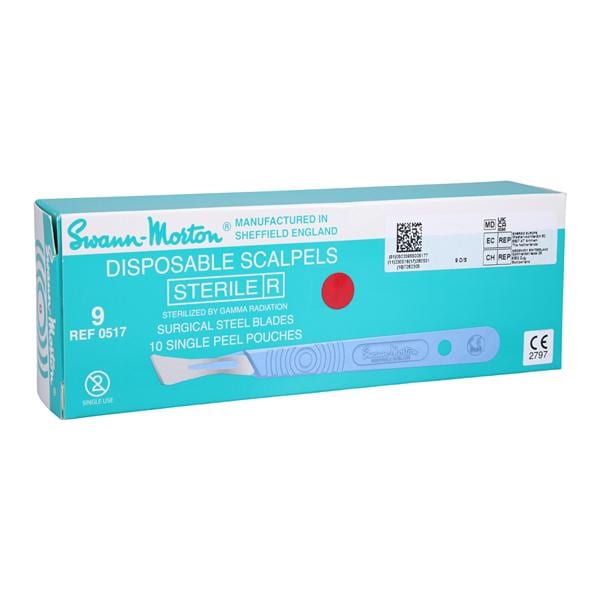 Scalpel Surgical #9 Plastic Sterile Disposable 10/Bx