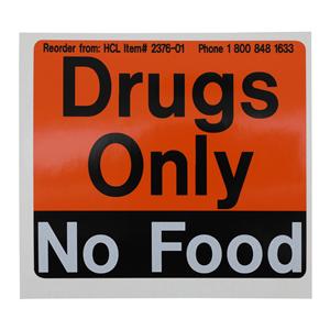 Magnet Label Drugs Only No Food Black/Orange 3-5/8x3 Ea