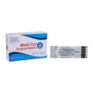 Medi-Cut Stainless Steel Sterile Surgical Blade #15 Disposable 100/Bx