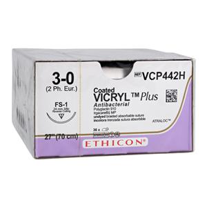 Coated Vicryl Plus Suture 3-0 27" Triclosan/Polyglactin 910 Brd FS-1 Undyd 36/Bx