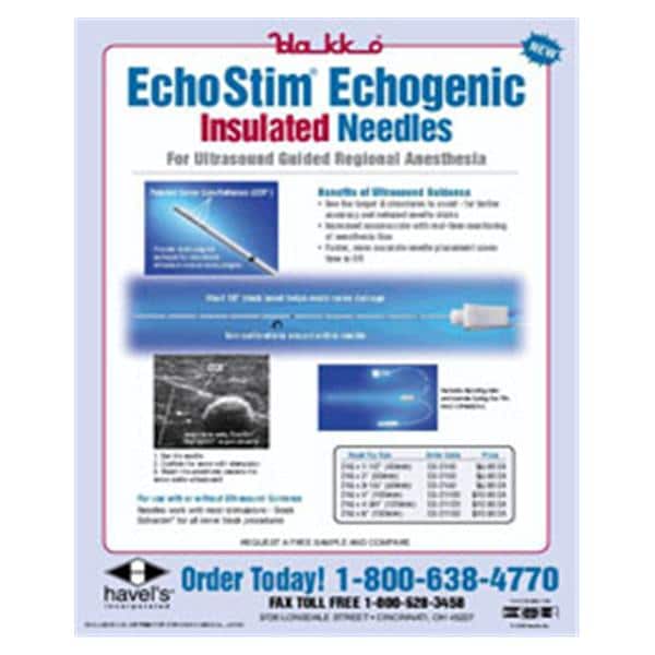 EchoStim Echogenic Ultrasound Needle 21g 4" Facet Tip