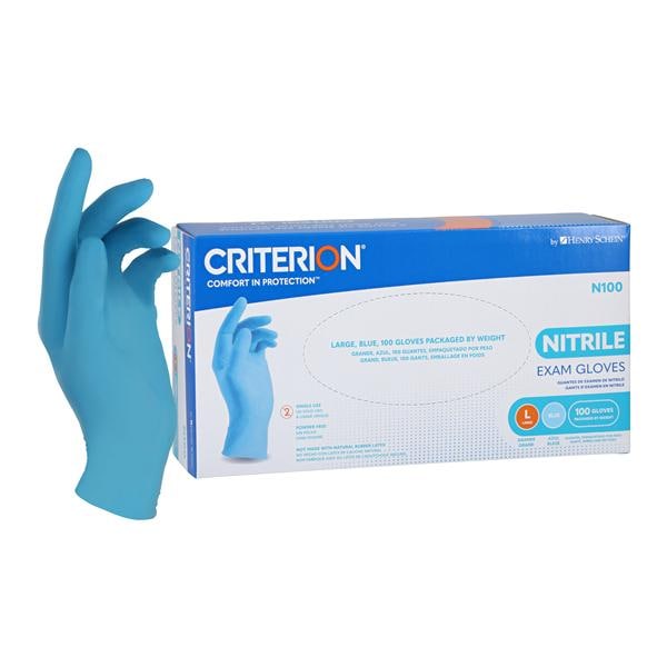 Criterion N100 Nitrile Exam Gloves Large Standard Blue Non-Sterile