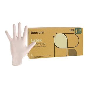 BeeSure Latex Exam Gloves Large White Non-Sterile