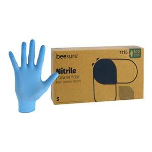 BeeSure Nitrile Exam Gloves Small Light Blue Non-Sterile, 10 BX/CA