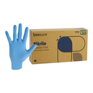 BeeSure Nitrile Exam Gloves Medium Light Blue Non-Sterile, 10 BX/CA