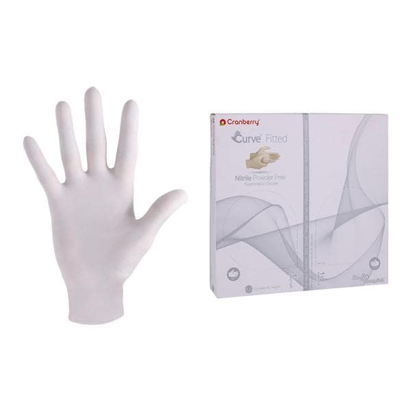 Curve Nitrile Exam Gloves Pro White Non-Sterile, 10 BX/CA