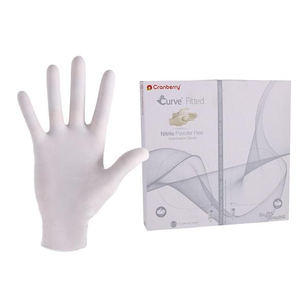 Curve Nitrile Exam Gloves Pro White Non-Sterile, 10 BX/CA