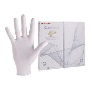 Curve Nitrile Exam Gloves Pro White Non-Sterile, 10 BX/CA
