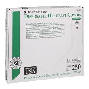 Headrest Cover 11.5 in x 10 in Plastic White Disposable 250/Bx