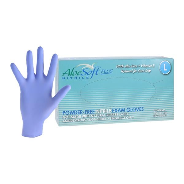 AloeSoft Plus Nitrile Exam Gloves Large Blue Non-Sterile, 10 BX/CA