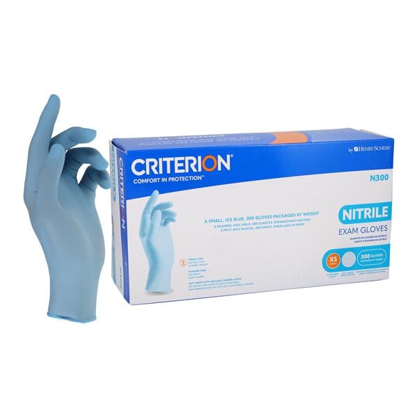 Criterion N300 Nitrile Exam Gloves X-Small Standard Ice Blue Non-Sterile