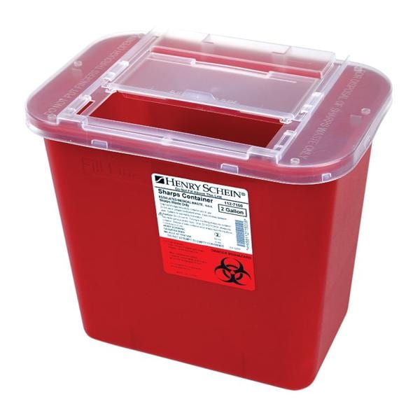 Sharps Container 2gal Red 10-3/10x7x10-1/10" Sliding Lid Polypropylene Ea