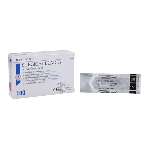 Blade Surgical #15S Stainless Steel Sterile Disposable 100/Bx