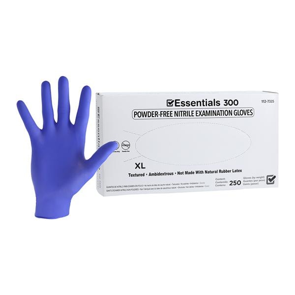 Essentials 300 Nitrile Exam Gloves X-Large Indigo Non-Sterile, 10 BX/CA