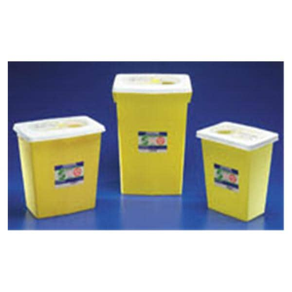 Chemotherapy Waste Container 8gal Yellow 11x15.5x17.75" Hng Ld/Gskt Plstc 10/Ca