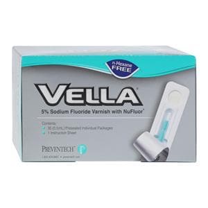 Vella Fluoride Varnish Unit Dose 5% NaF 0.5 mL Spearmint Clear 35/Bx