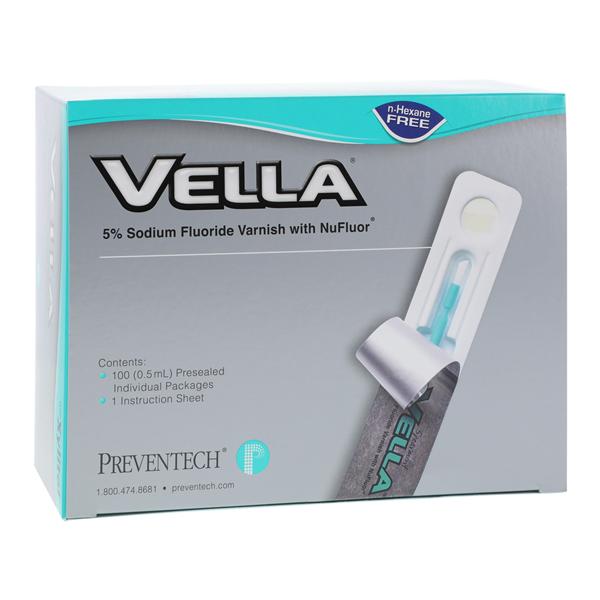 Vella Fluoride Varnish Bulk Pack 5% NaF 0.5 mL Spearmint Clear 100/Bx