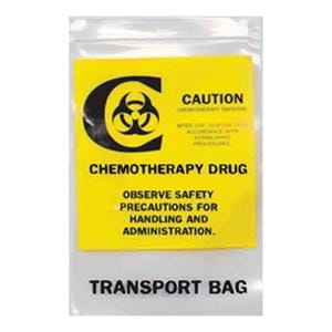 Chemotherapy Transport Bag 4mil 12x15" Yellow/Black Zipper Closure Plstc 500/Ca