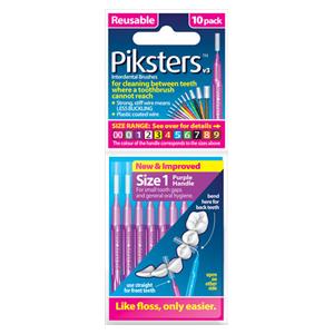 Piksters Interdental Brush Size 1 Purple 10pk/Bx, 10 BX/CA