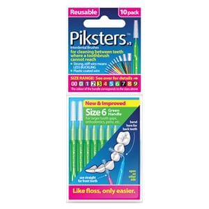 Piksters Interdental Brush Size 6 Green 10pk/Bx
