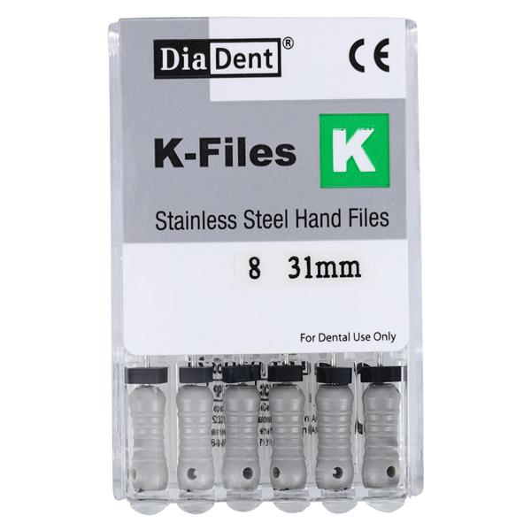 Hand K-File 31 mm Size 8 Stainless Steel Grey 6/Pk