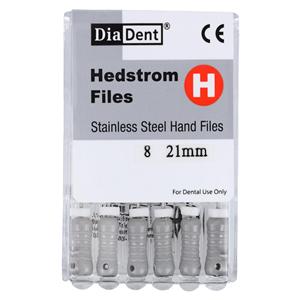 Hand Hedstrom Files 21 mm Size 8 Stainless Steel Grey 6/Pk