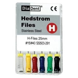 Hand Hedstrom Files 21 mm Size 45-80 Stainless Steel Assorted 6/Pk