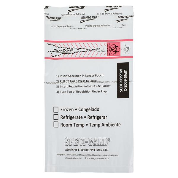 Speci-Gard Specimen Transport Bag Clear Adhesive Closure 100/Pk, 10 PK/CA