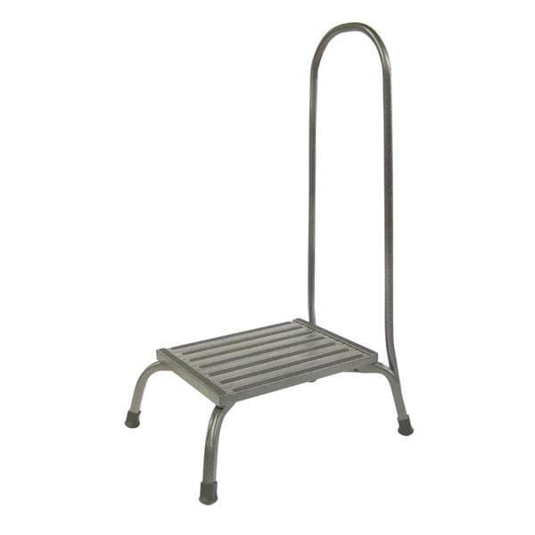 Step Stool Silver Tone Finish Non-Tip Non-Slip Tread Ea