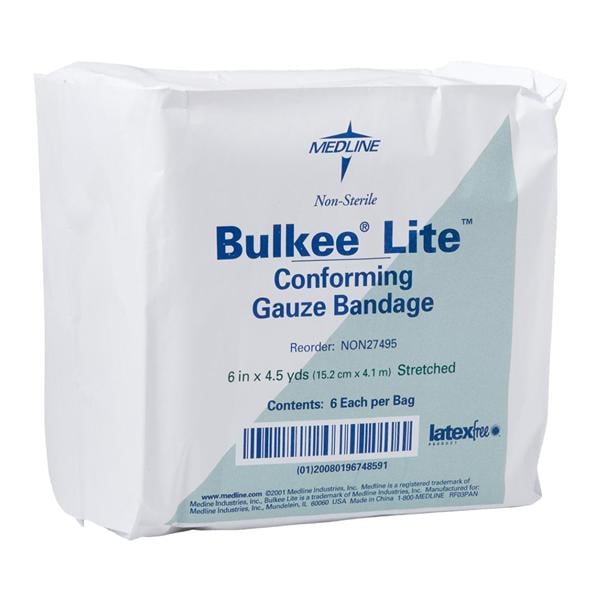 Bulkee Lite Gauze Bandage Cotton 6"x4.4yd 3 Ply Non-Sterile 48/Ca