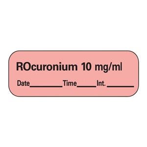 Anesthesia Label DTI Rocuronium 10 mg/mL Fluorescent Red 1-1/2x1/2" 600/Rl