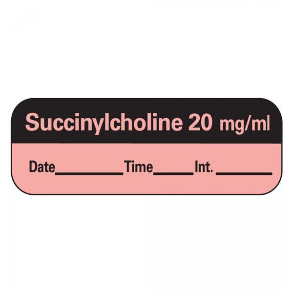 Anesthesia Label DTI Succinylcholine 20mg/mL Fluorescent Red 1-1/2x1/2" 600/Rl