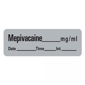 Anesthesia Label DTI Mepivacaine mg/ml Gray 1-1/2x1/2" 600/Rl